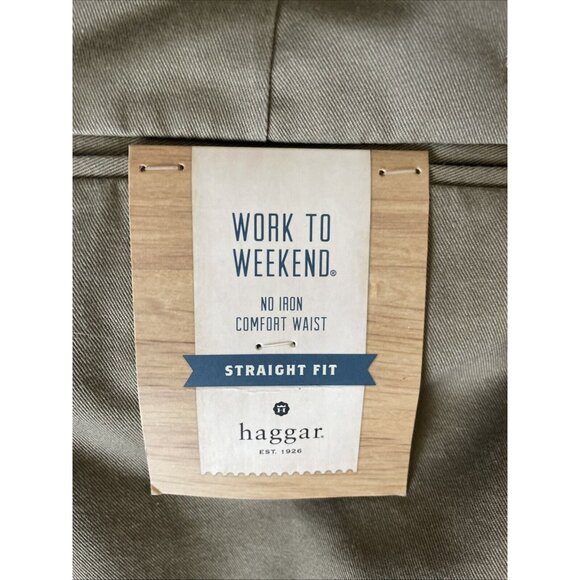 Haggar Mens Work To Weekend Straight Fit Khaki Pants 38W X 30L Dark Taupe Comfor - Picture 6 of 9